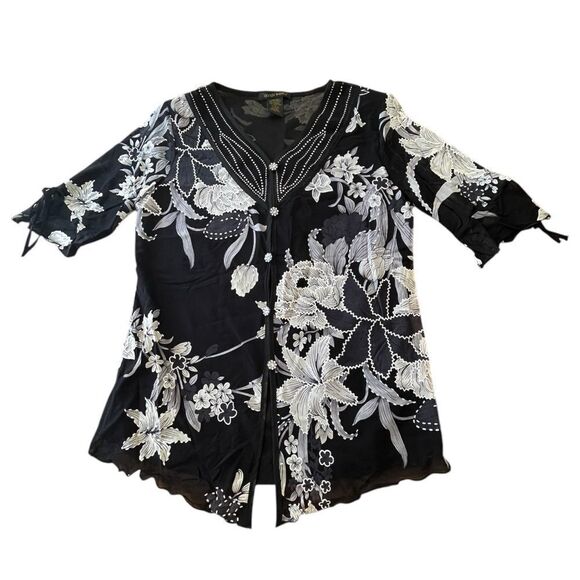 Womens’ Design Works Lightweight Floral Blouse Size L - Picture 1 of 4